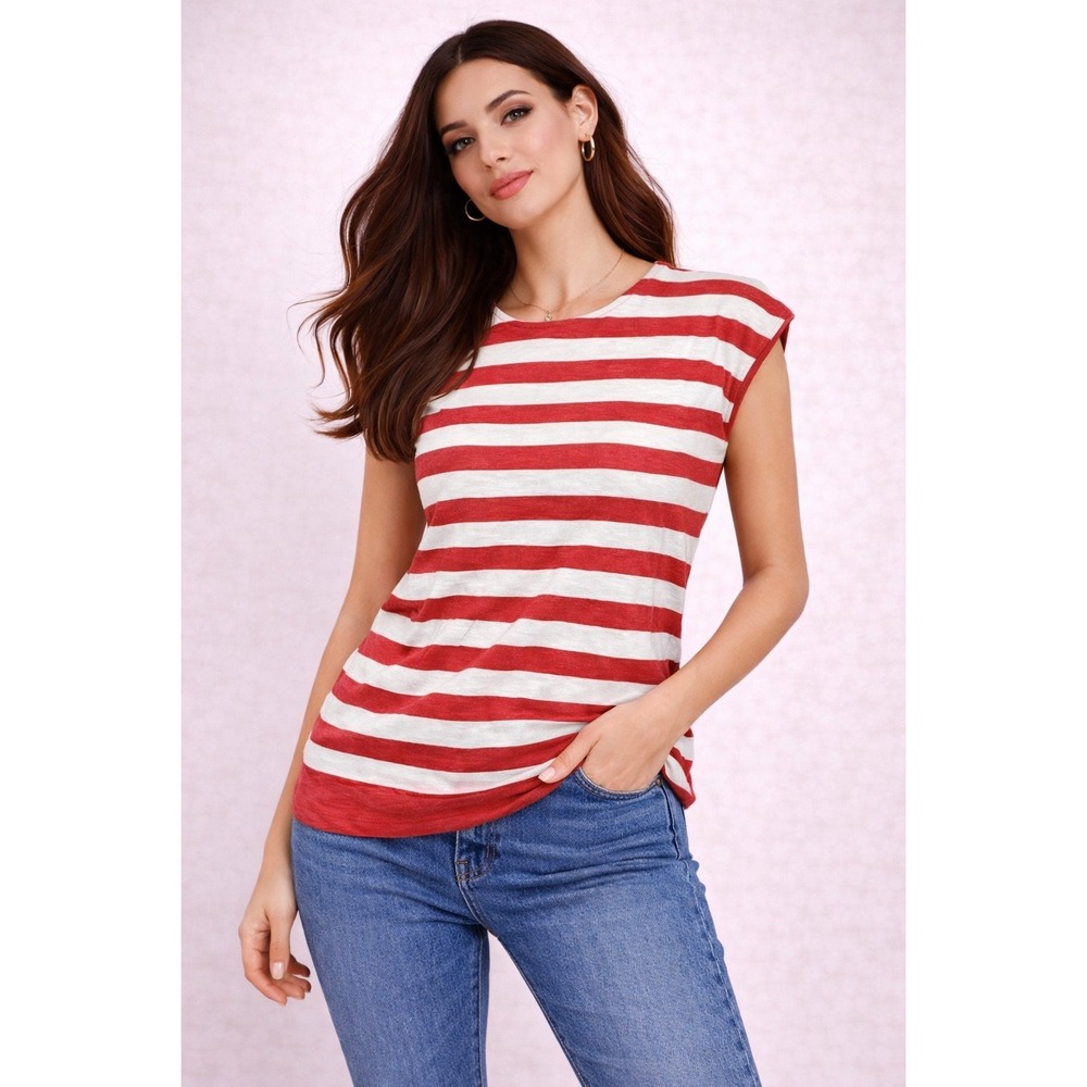 B.yu Made in Italy Fisherman Striped T-Shirt‎ Coastal Sustainable Women's Size L